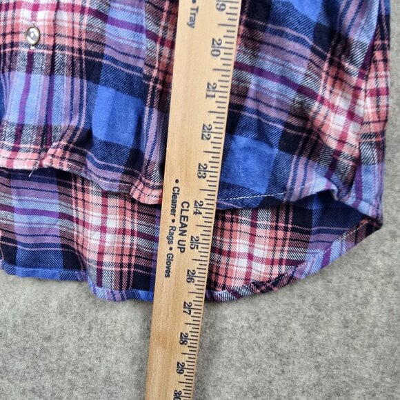 Rue21 Cold Shoulder Plaid Button-Up Shirt Multicolor Cotton Blend XS - Picture 6 of 7